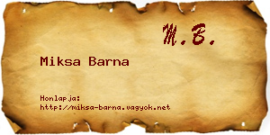 Miksa Barna névjegykártya